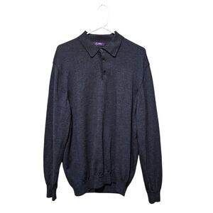 J. Ashford Vintage Sweater 100% Extra Fine Merino Wool 1/4 Button Size XL Preppy